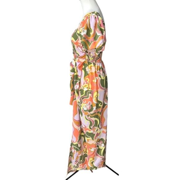 Show Me Your Mumu Danielle Tie Waist Puff Sleeve Dress in Medium - Picture 6 of 9